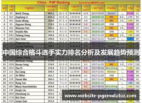 中国综合格斗选手实力排名分析及发展趋势预测